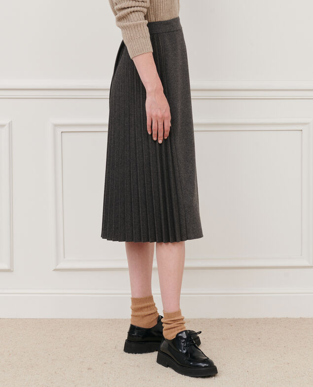 Flannel pleated skirt 7035 03_greymelange