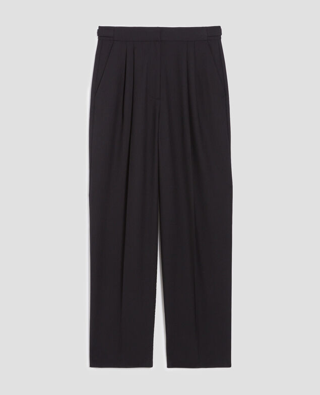 CAMILLE - Pleated wool trousers H091 black beauty