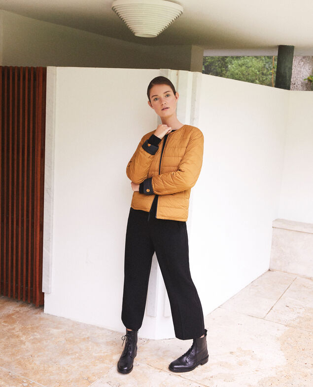 Reversible Mademoiselle Plume jacket Ad golden brown
