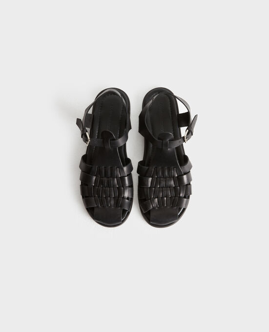 Braided leather sandals 8853 09 BLACK
