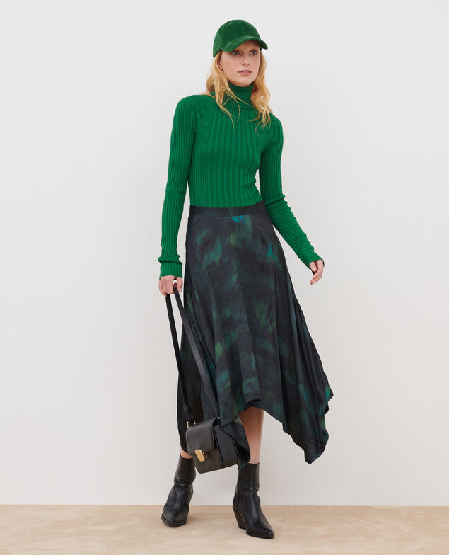 Silky maxi skirt A581 print bolero green 3wsk075v23