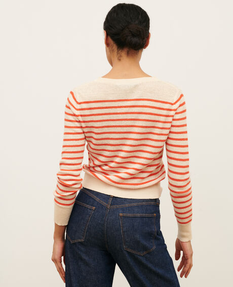 Striped linen jumper 0240 tiger lily stripes 3sju271l01