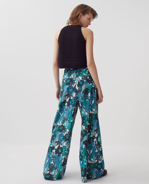 YVONNE - Loose cotton trousers 0522 palmeraie green