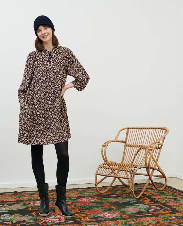 AGLAÉ - Short printed dress Indienne navy Palneca