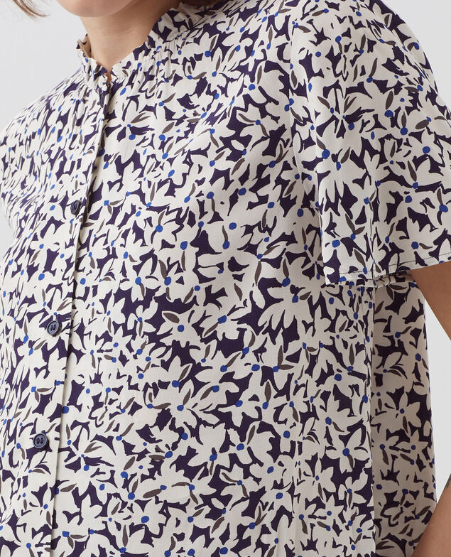 Short-sleeve fluid blouse H000 petal blue