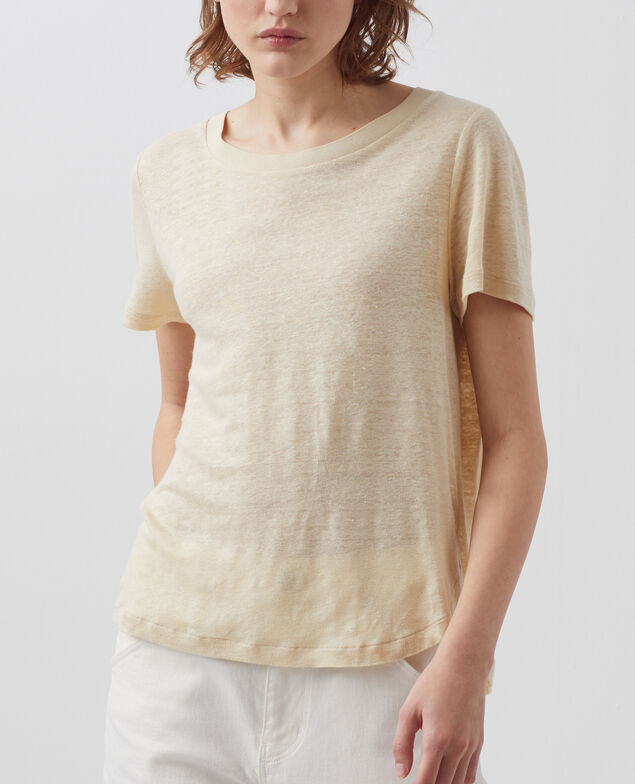 AMANDINE - linen round neck t-shirt 0300 castle wall