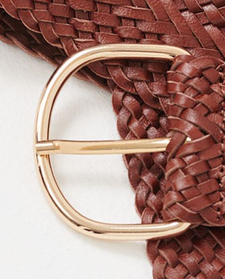 Wide braided leather belt 4161c brandy brown 3sbe070