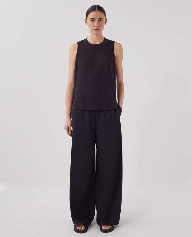 MARCELLE - Linen tank top H091 black beauty