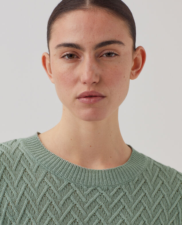 Short-sleeve linen jumper J510 jadeite green