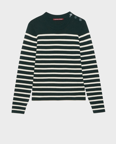 MADDY - Striped merino wool jumper 8872 58 darkgreen stripe 2wju244w21