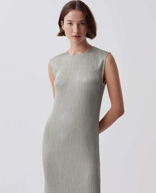 Textured sleeveless maxi dress J050 shadow gray