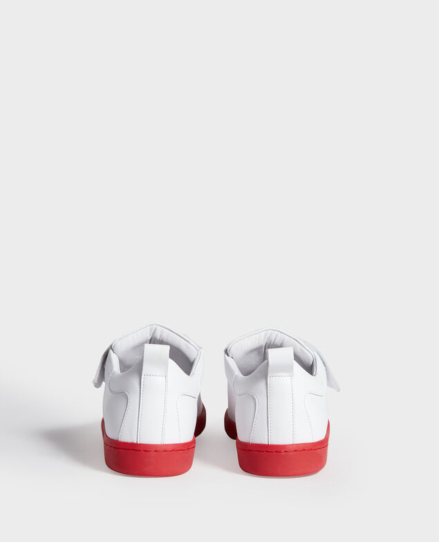 Leather rip tape sneakers White fiery red