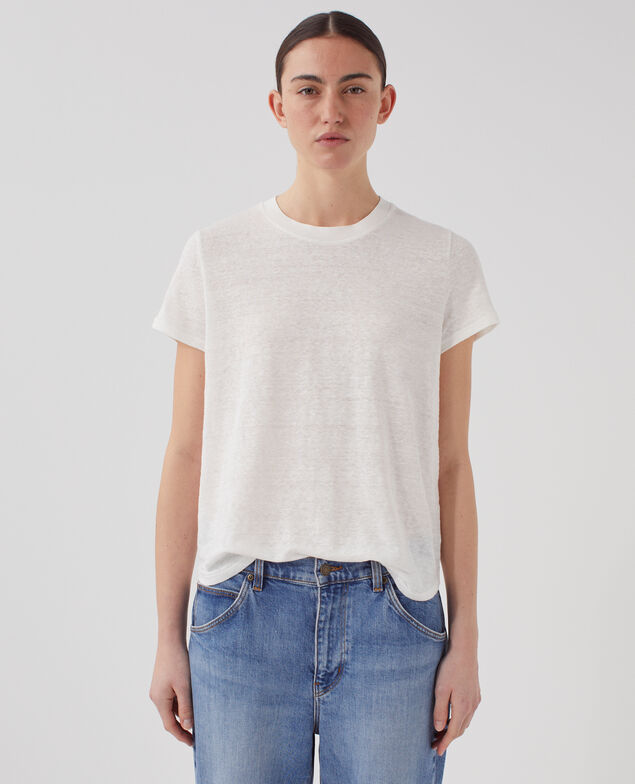 AMANDINE: linen round neck t-shirt U010 off white