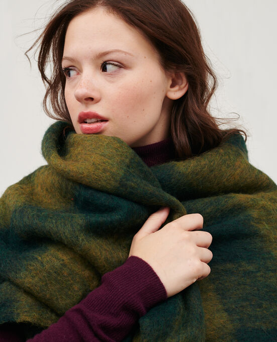 Oversize check scarf RAIN FOREST
