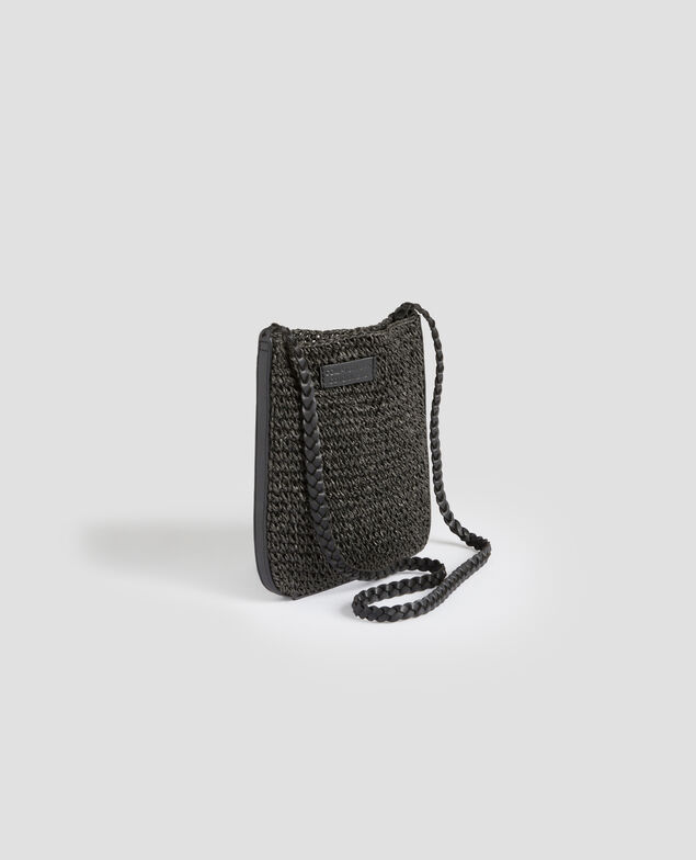 Small raffia bag with shoulder strap