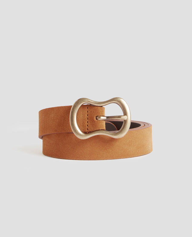 Skinny suede belt H323 camel