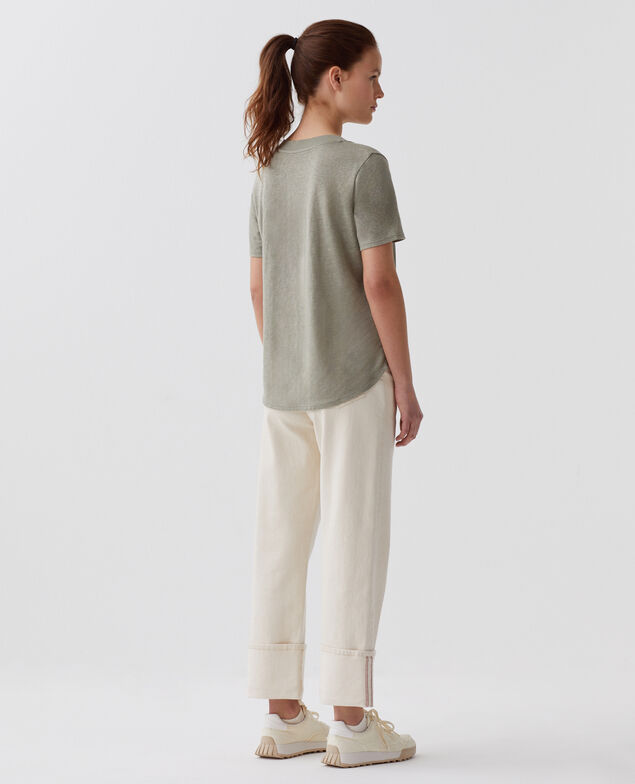 SARAH - Linen V-neck t-shirt H050 vetiver