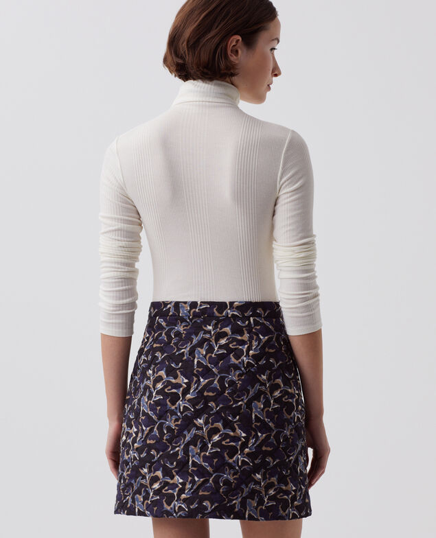 Quilted cotton skirt I686 new fl ikat navy
