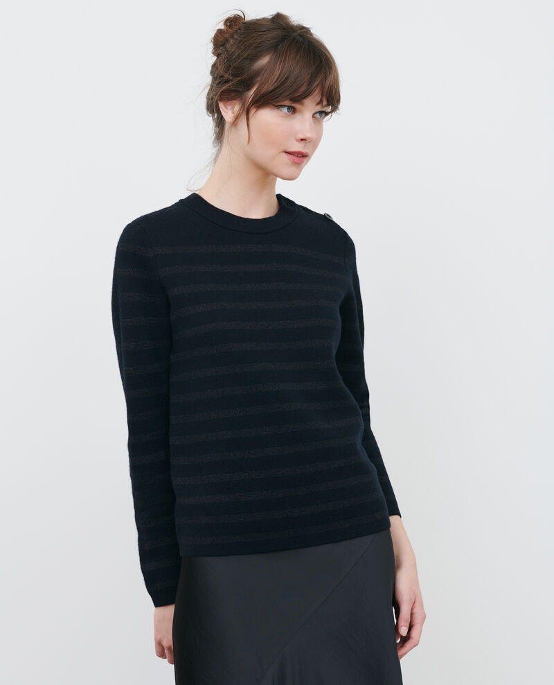 MADDY - Striped merino wool jumper Stp blk lx Liselle