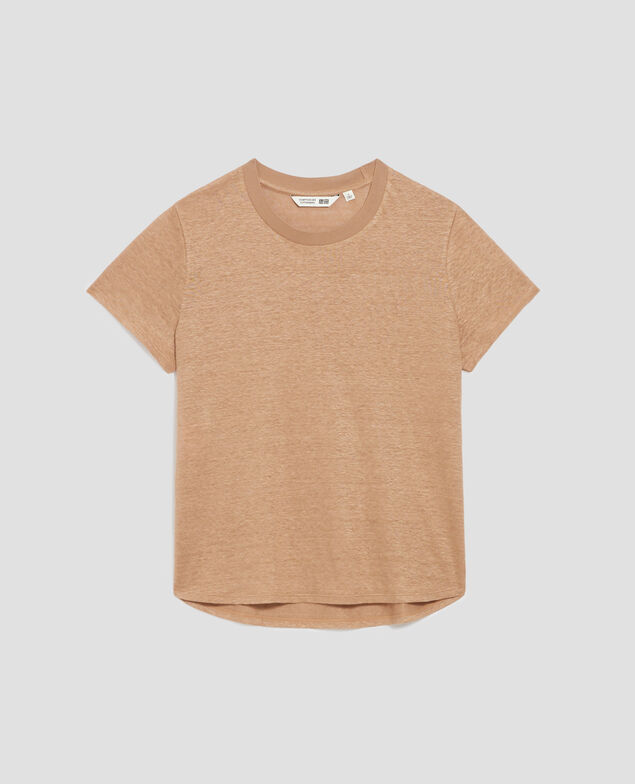 AMANDINE - linen round neck t-shirt H330 tiger's eye