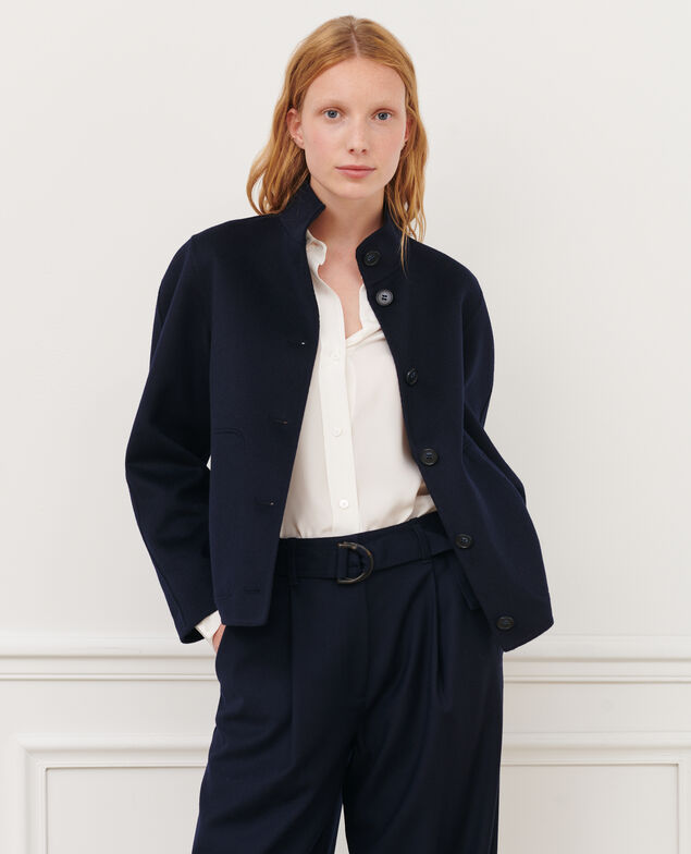 Double-sided wool and cashmere jacket 7012c 69 navy