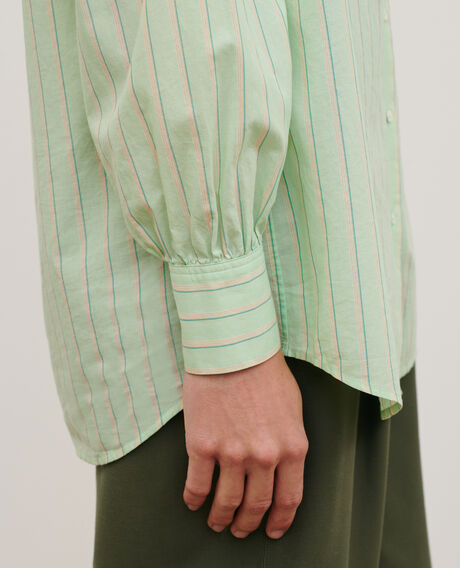 Cotton tunic shirt 0511 green stripe 3ssh283c21