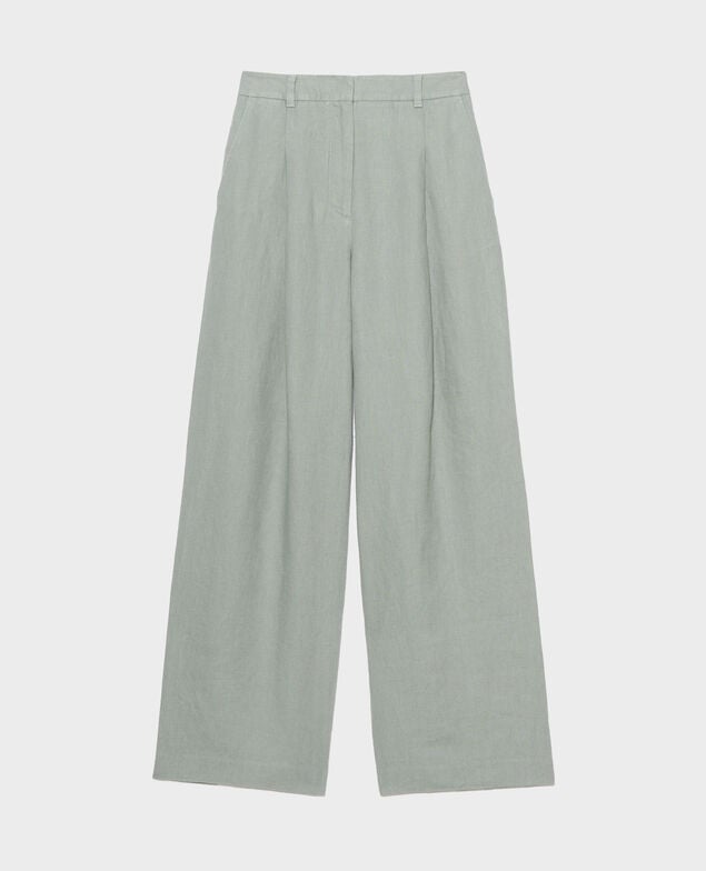 YVONNE - Wide linen trousers 07 gray
