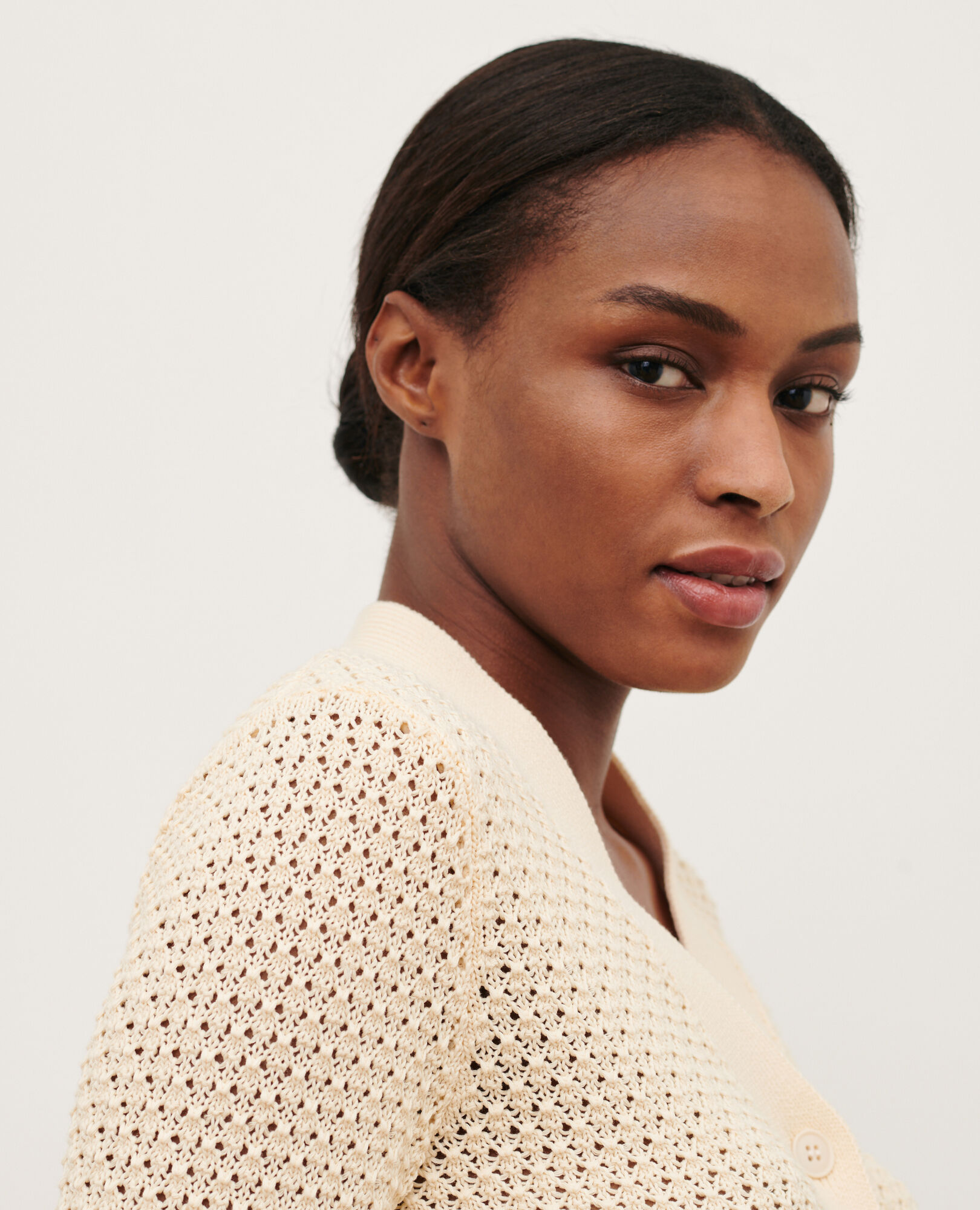 Ivory cotton cardigan top