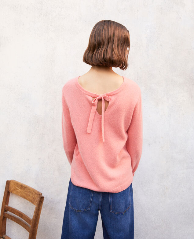 Round neck cashmere jumper Salmon pink