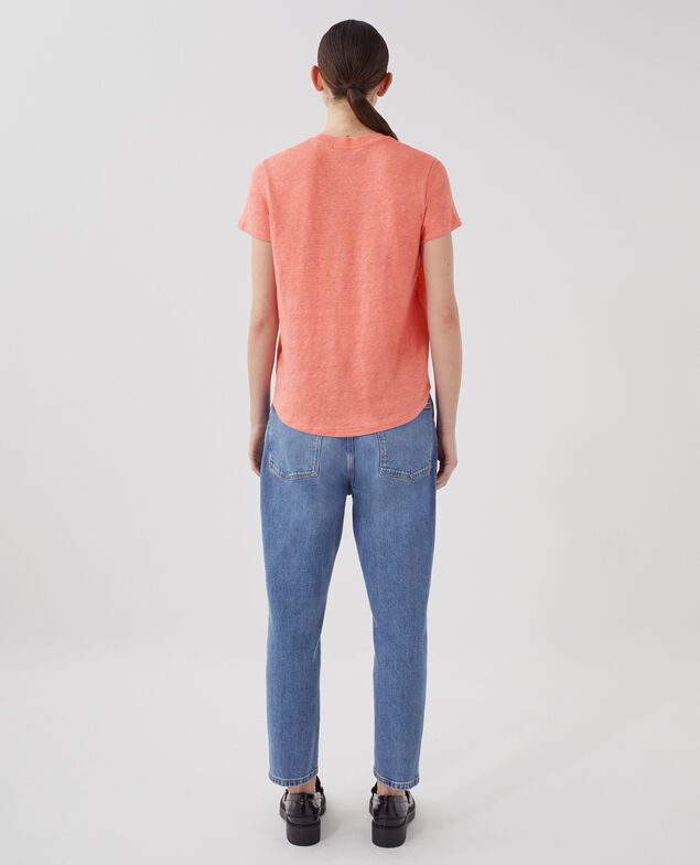 AMANDINE: linen round neck t-shirt U120 pink