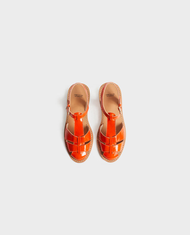 Patent leather sandals Spicy orange