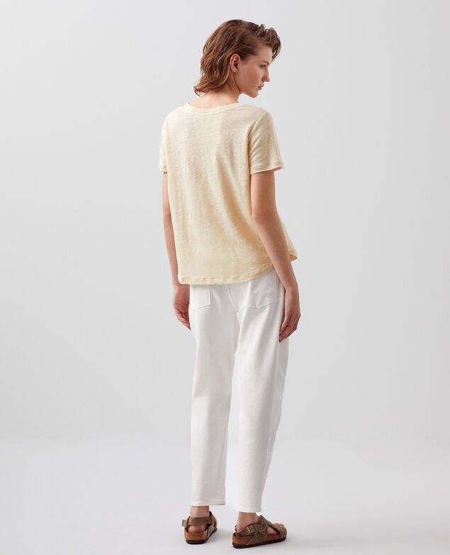 AMANDINE - linen round neck t-shirt 0300 castle wall
