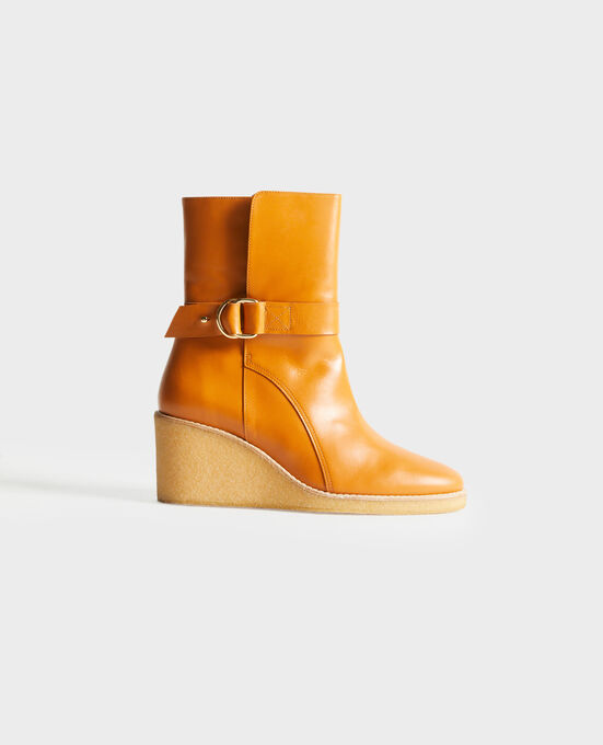 Platform leather ankle boots 4249 CAMEL