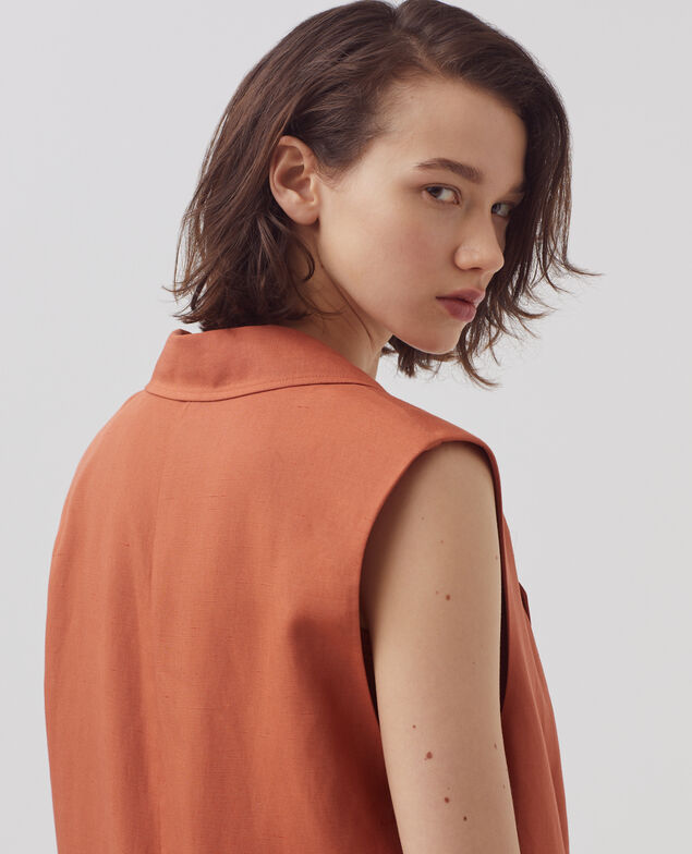 Sleeveless blazer H350 amber brown