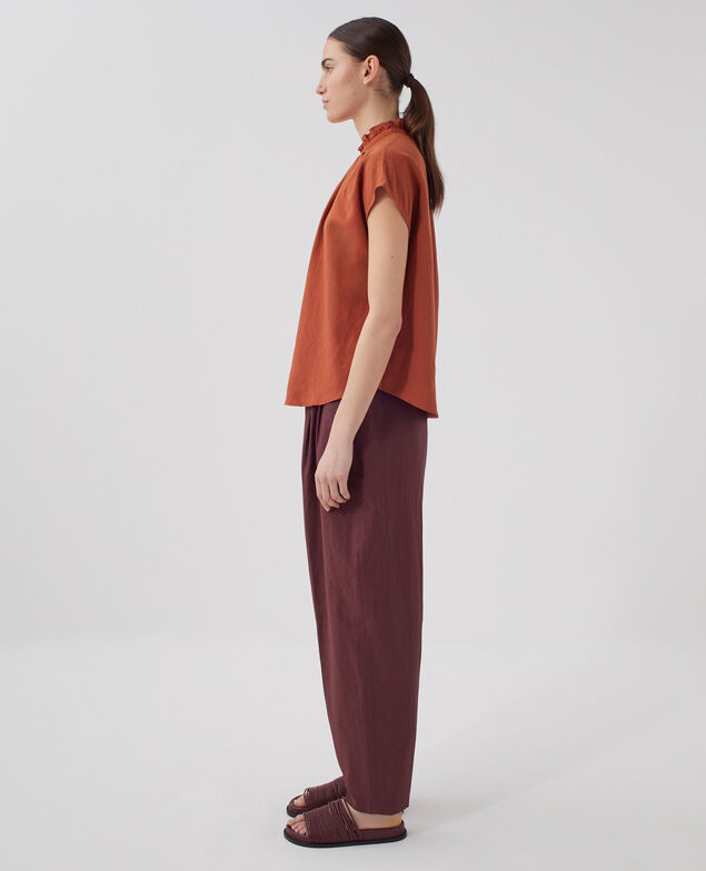 Frilly sleeveless shirt U260 orange