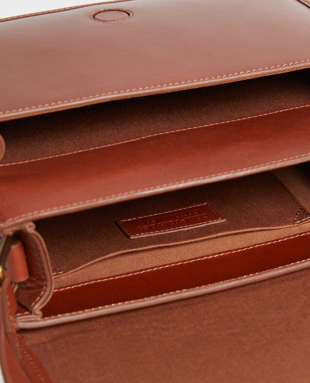 Leather messenger bag Camel