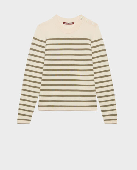 MADDY - Striped merino wool jumper 0561 vetiver stripes 2wju244w21