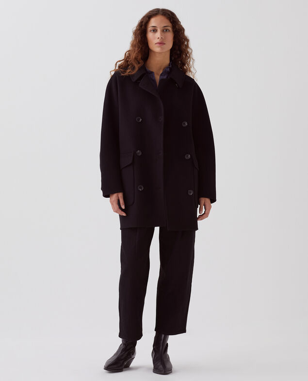 Double-sided wool and cashmere peacoat