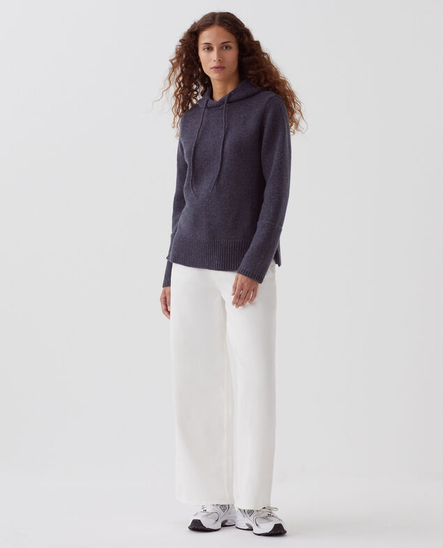 Wool hoodie I684 marathon blue