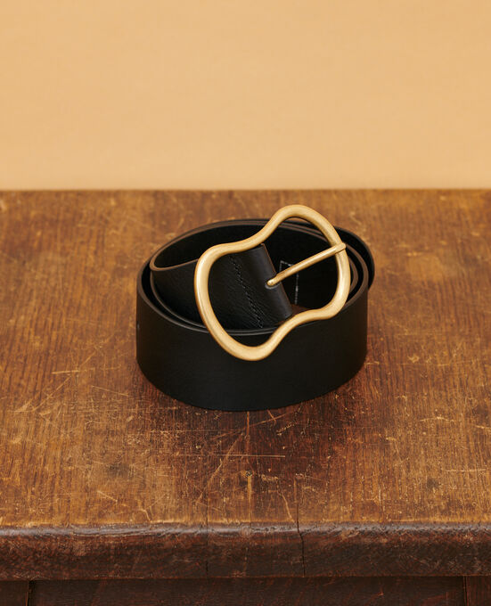 Wide leather belt 8853 09 BLACK