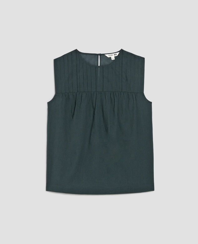 Cotton voile sleeveless top J590 spruce green