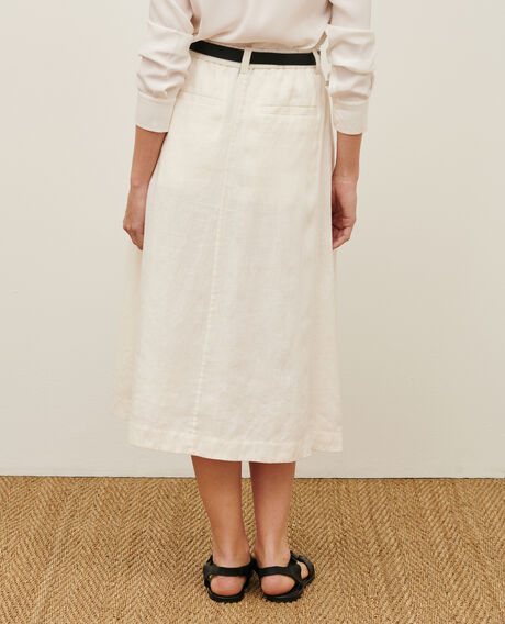 Linen midi skirt 01 white 2ssk500f04