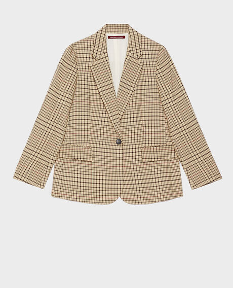 Cotton blend blazer 0400 cream checks 3sja272c04