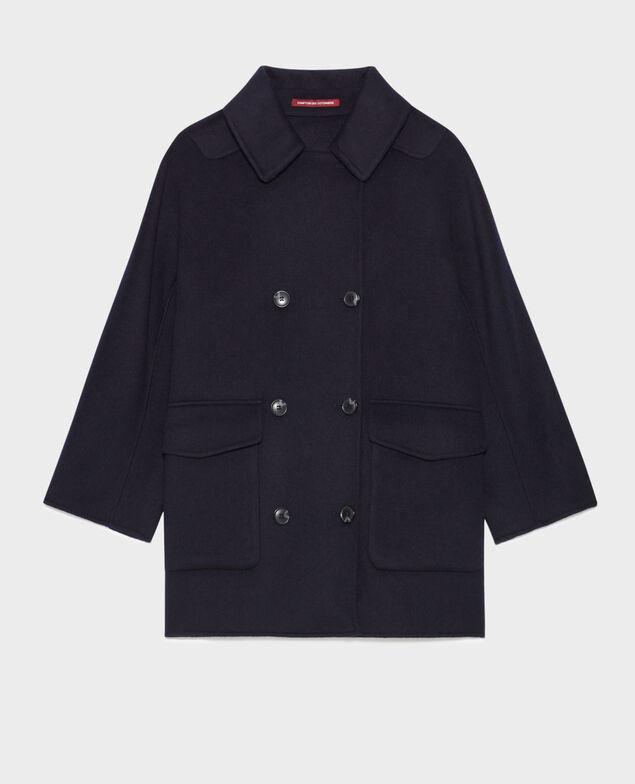 Double-faced wool and cashmere pea coat