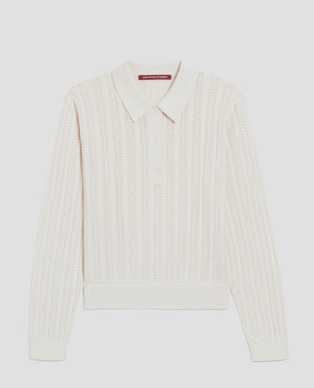 Cotton polo neck jumper U010 off white