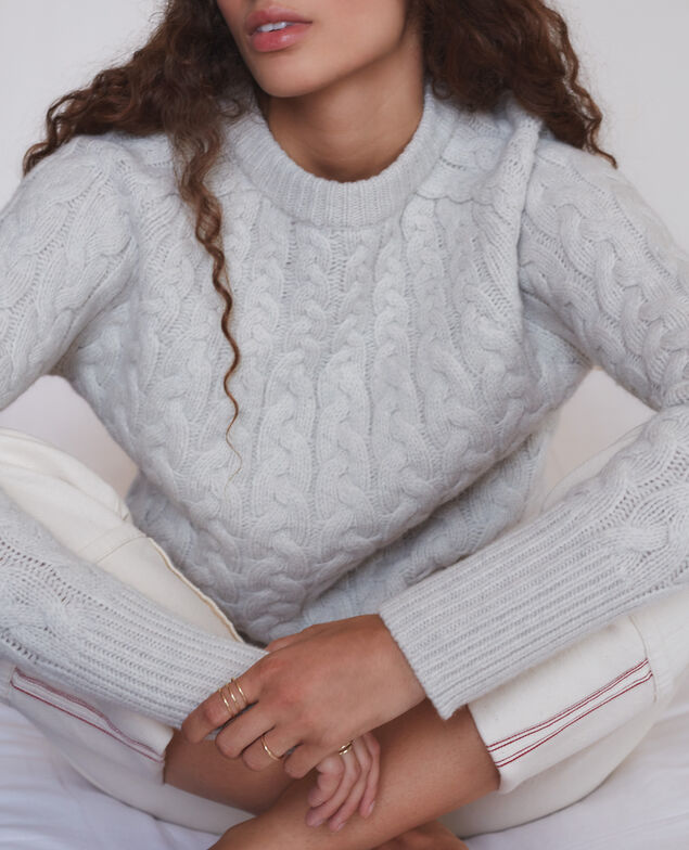 Merino wool blend round neck jumper