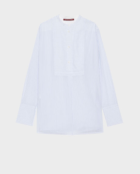 Cotton shirt with high-low hem 0622 blue medium stripes 3ssh289c21