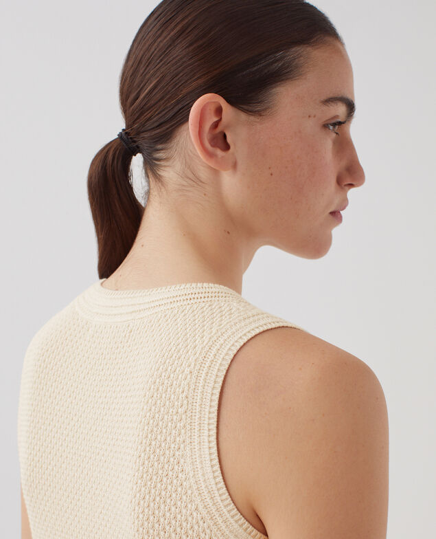 Cotton open knit tank top U010 off white