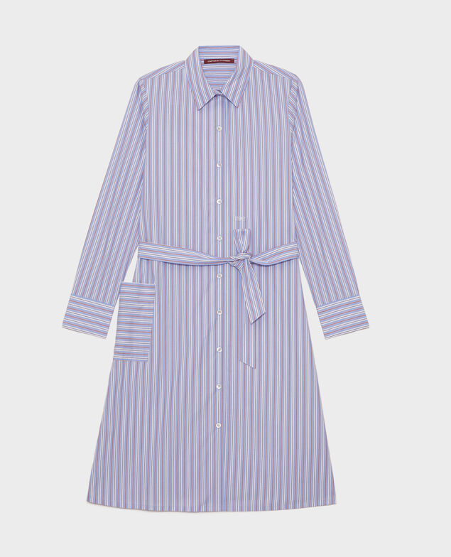 Cotton belted shirt dress Popeline stripes