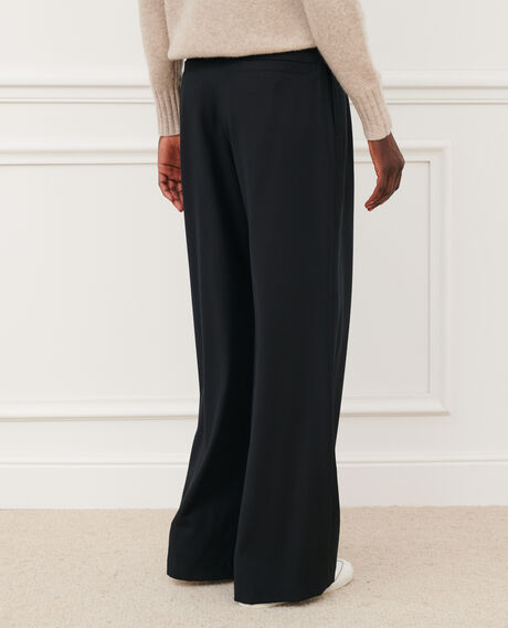 YVONNE - Wide cashmere wool trousers 4216 black_beauty Mafare